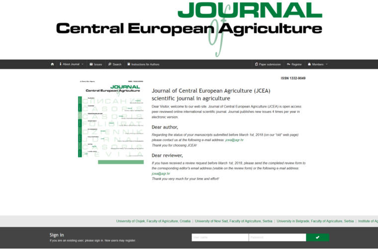 Journal of Central European Agriculture (JCEA)